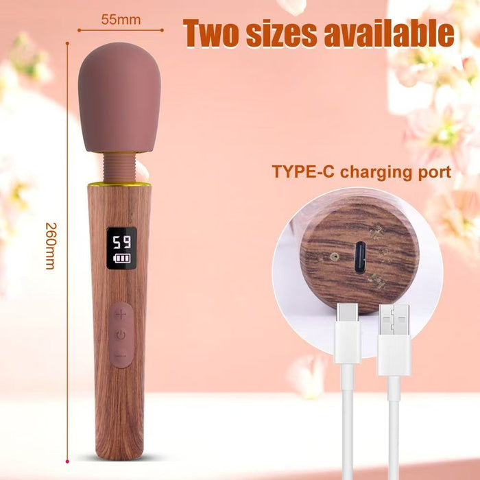 Wood-Textured Wand Massager - Powerful Performance Meets Natural Elegance