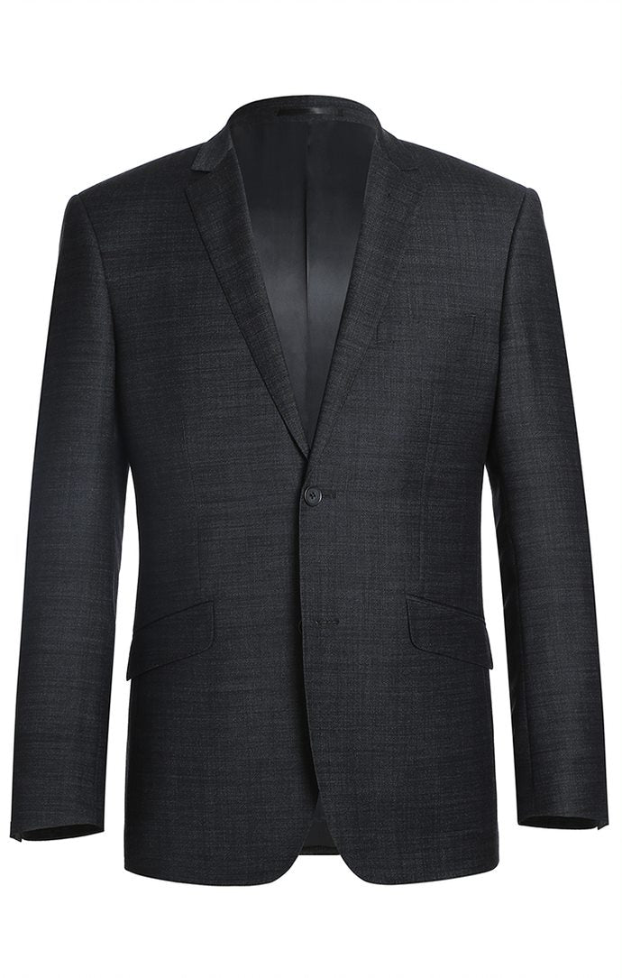 Charcoal slim fit 2 piece men's wool blend suit