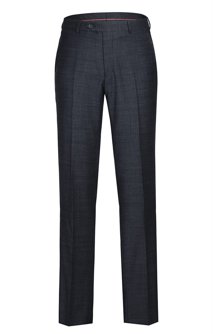 Charcoal wool blend slim fit 2 piece suit trousers with pocket detail