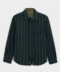 Wool Striped Utility Shirt Jacket in Blue