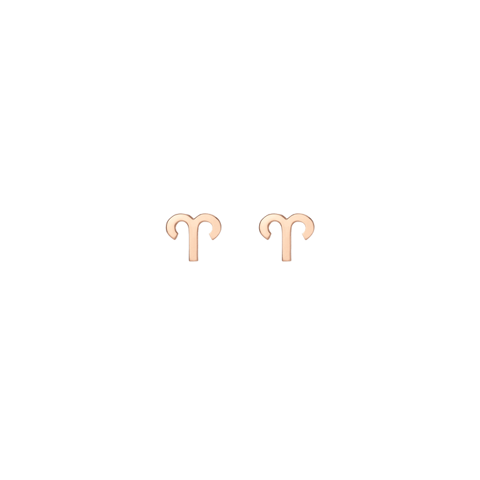 Zodiac Stud Earrings Aries Gold Vermeil 14K 18K Rose Gold Single | Pair Front First